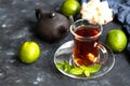 Arabic, oriental tea with lemon. Royalty Free Stock Photo