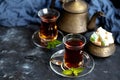 Arabic, oriental tea with lemon. Royalty Free Stock Photo