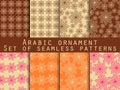 Arabic pattern. Islamic ornament. Set of seamless patterns. For wallpaper, bed linen, tiles, fabrics, backgrounds. Royalty Free Stock Photo