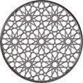 Decorative ceiling screen. Arabic girih pattern. Window grill porthole. Carving of the mashrabiya panel. Isolated illustration Royalty Free Stock Photo