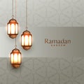 Arabic ramadan kareem background with hanging lanterns