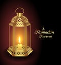 Arabic Realistic Lantern for Ramadan Kareem, Fanoos with Candle