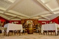 Arabic restaurant interior with tables and chairs at resort