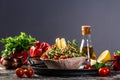 Arabic salad tabbouleh in a bowl. Middle Eastern cuisine. Healthy salad with bulgur, parsley and vegetables. Traditionally food Royalty Free Stock Photo