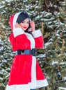 Young woman in wool coat at winter day