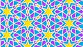 Arabic seamless girih pattern with classic islamic culture ornament. Colorful tiled background with shadow. Royalty Free Stock Photo