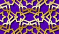 Arabic seamless golden pattern with classic islamic culture ornament. Purple background with shadow.