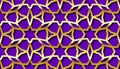 Arabic seamless golden pattern with classic islamic culture ornament. Purple background with shadow.