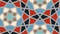 Arabic seamless girih pattern with classic islamic culture ornament. Colorful tiled background with shadow.