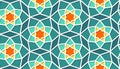 Arabic seamless girih pattern with classic islamic culture ornament. Colorful tiled background with shadow. Royalty Free Stock Photo