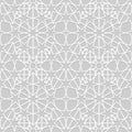 Arabic seamless pattern. Islamic background. Geometric muslim ornament backdrop. White on gray color palette. Traditional arab Royalty Free Stock Photo