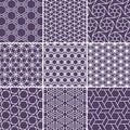 Arabic seamless patterns set from simple geometric shapes. Islam vector ornament Royalty Free Stock Photo