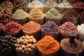 Arabic spices at spice soukh - Deira, Dubai, UAE. Royalty Free Stock Photo