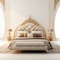 Arabic Style Bedroom Interior Decor With 3d Render And Beige Ottoman Sultan Royalty Free Stock Photo