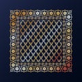 Arabic style golden ornamental vector pattern on black background.