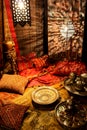 Arabic style. Moroccan room with decorations