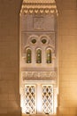 Arabic style, stone, carved window portal with stained glass windows and Arabic openwork ornaments.
