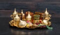 Arabic tea coffee table golden cups Ramadan kareem