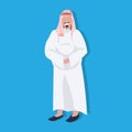 Arabic thick business man icon wearing traditional clothes arab businessman male cartoon character avatar blue