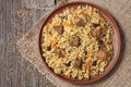 Arabic traditional national rice food pilaf cooked