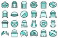 Arabic turban icons set line color vector