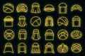 Arabic turban icons set vector neon