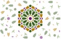 Arabic vector pattern. Arabian pattern with color arabesque tile disintegration and bright central element