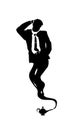 Arabic vector silhouette genie businessman. Oil magic lamp for sales and design. Black isolated
