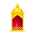 Arabic vintage golden red lantern. Ramadan Kareem celebration, traditional muslim symbol vector illustration Royalty Free Stock Photo