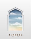 Arabic window design. Ramadan Kareem greeting card