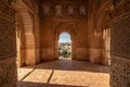 Arabic windows in Generalife, Granada Royalty Free Stock Photo