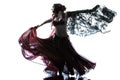 Arabic woman belly dancer dancing Royalty Free Stock Photo