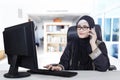 Arabic woman working at home Royalty Free Stock Photo