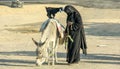 Arabic women with goat and donkey