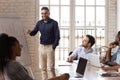 Arabic young male speaker enjoying relaxing atmosphere on team meeting. Royalty Free Stock Photo