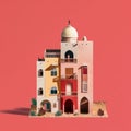 A House Made Out Of Paper On A Red Background: Exploring Diverse Artistic Styles