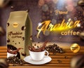 Arabica Coffee Banner, Paper Foil Sachet Pouch Bag