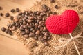 Arabica coffee bean with love heart Royalty Free Stock Photo