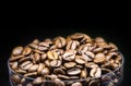 arabica coffee on black isolated background selected high quality coffee. Copy Space