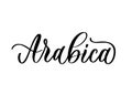 Arabica lettering logo on black background. Royalty Free Stock Photo