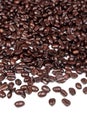 Arabica and robusta coffee beans on white