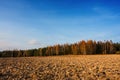 Arable field in autumn, agriculture in the countryside Royalty Free Stock Photo