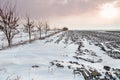 Arable land covered in snow