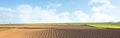 Arable land ploughed field background panorama