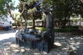 Sculpture the councilor and his herd in a park in Aracena, Huelva, Spain