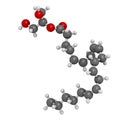 2-Arachidonoylglycerol (2-AG) endocannabinoid neurotransmitter molecule. 3D rendering. Atoms are represented as spheres with