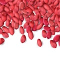 Arachis or peanuts background with red scattered nuts and beans