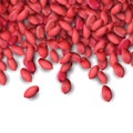 Arachis or peanuts background with red scattered nuts and beans