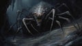 Arachnid Majesty: Dark Fantasy Illustration Inspired by Shelob\'s Lair