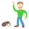 Arachnophobia concept, cartoon illustration